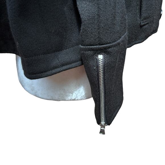 Jenni‎ Kayne Jacket Pea Coat XS Black Wool Fox Fur Collar Crop Silk Designer - Picture 8 of 14